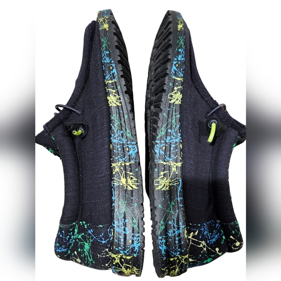 Hey Dude Wally Size 7 Shoes Blue Green Paint Splatter Gecko Slip On Loafer - UNI - Picture 2 of 6